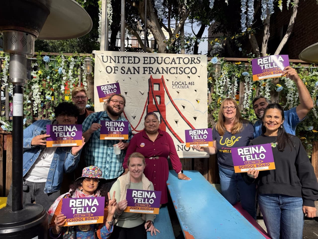 Reina Tello with UESF supporters